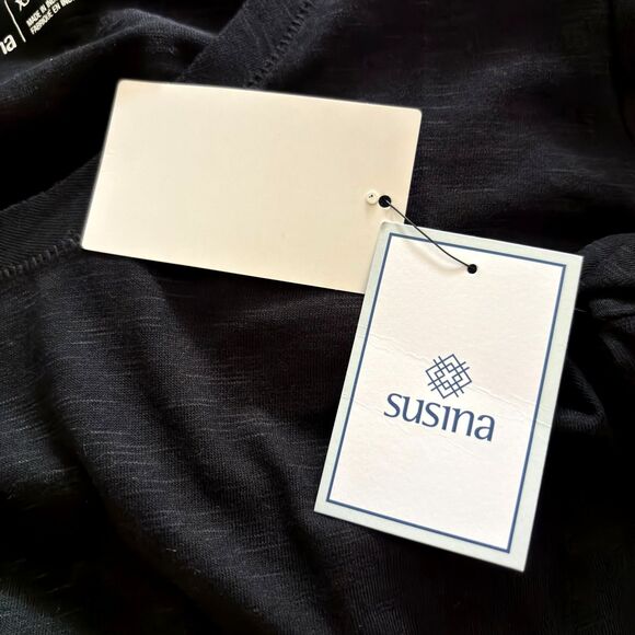 SUSINA NORDSTROM Rack Basic Black Scoop Neck Woman's XS Casual T-Shirt #B - Picture 3 of 5